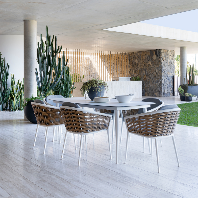 Freedom table with Artemis chairs - 7pce (with 190cm) outdoor dining setting