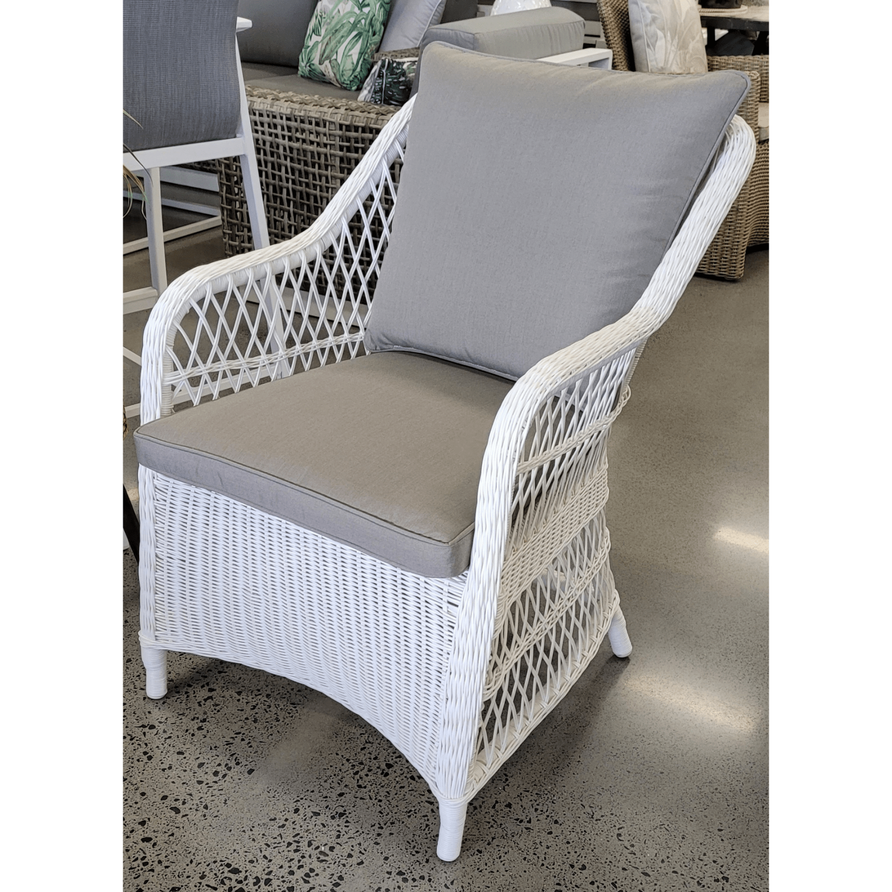 Glenview white wicker outdoor dining chair - LAST TWO - Lume Outdoor Living