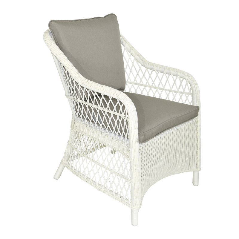 Glenview white wicker outdoor dining chair