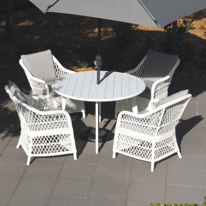 Glenview white wicker outdoor dining chair