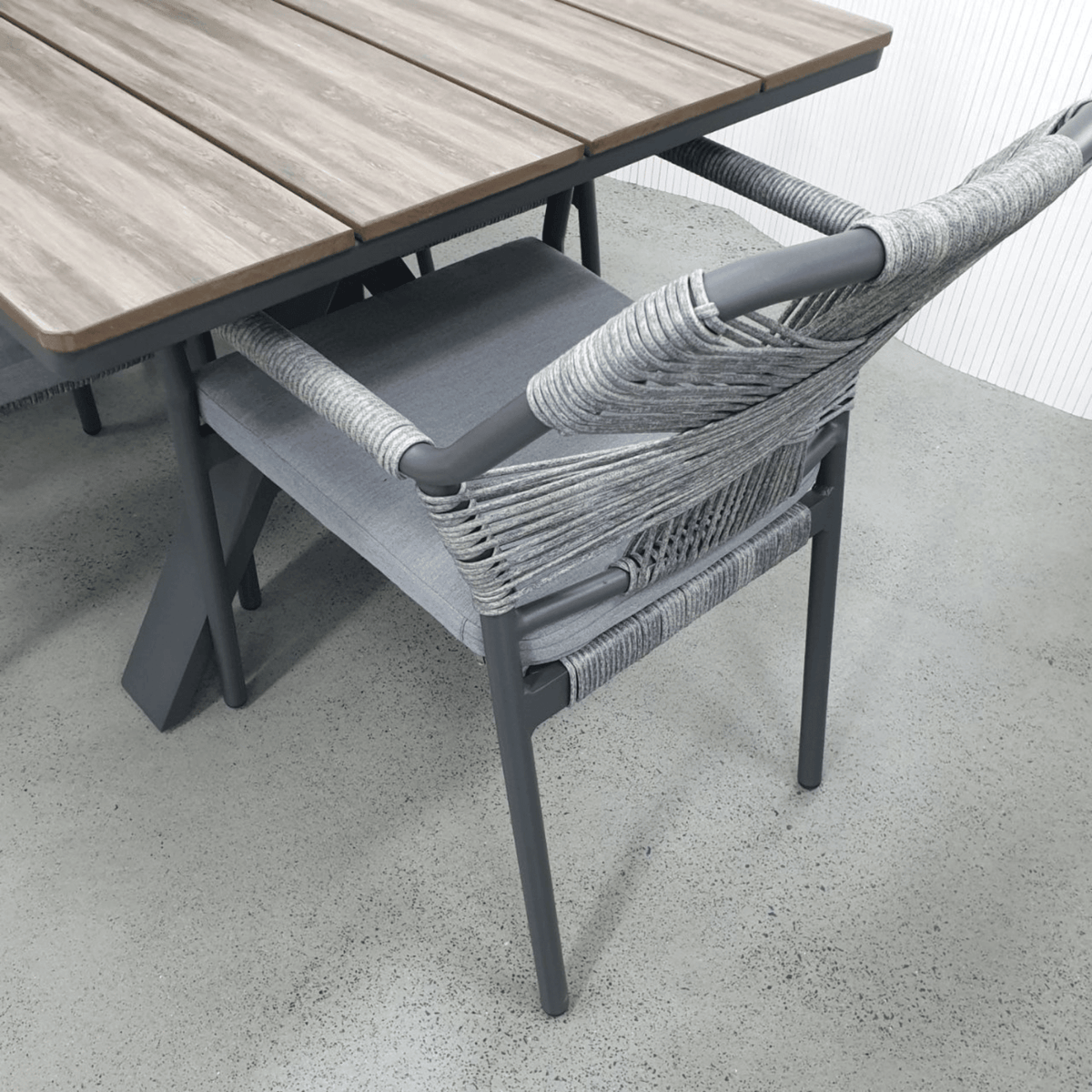 Havana 180x90cm 7pce Dining Setting - Dark Grey - Lume Outdoor Living