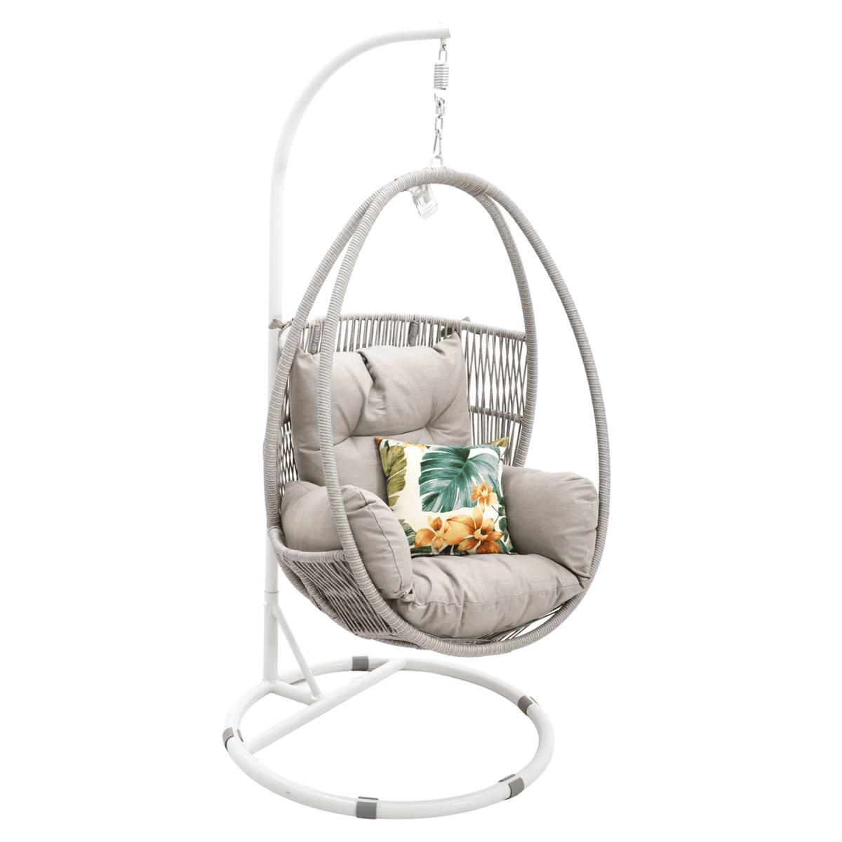 Hervey Bay Hanging Egg Chair - Light Grey - Lume Outdoor Living