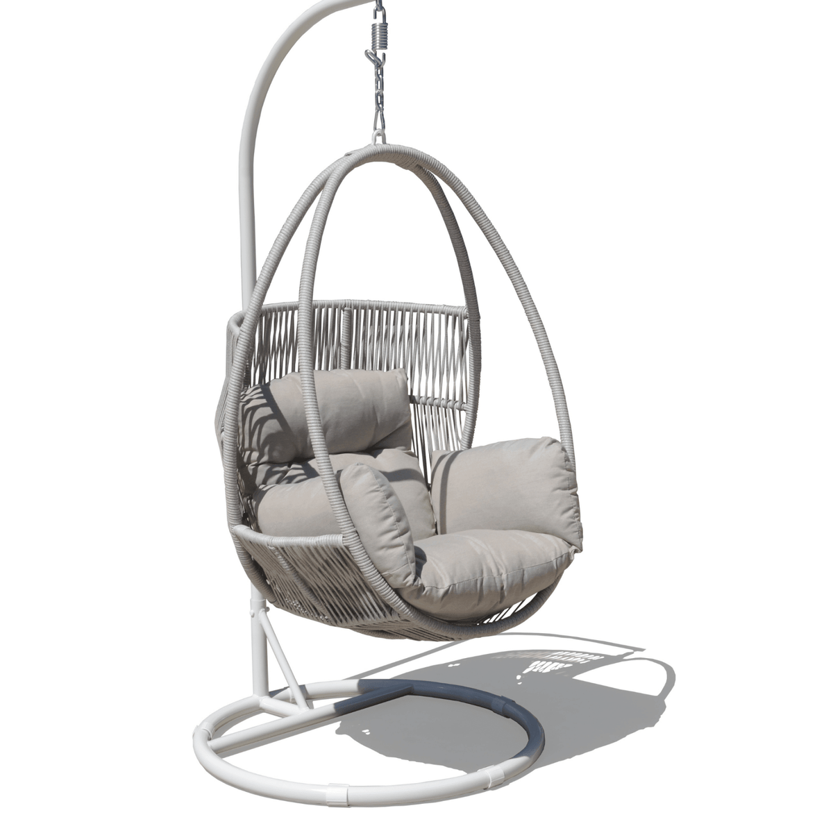 Hervey Bay Hanging Egg Chair - Light Grey - Lume Outdoor Living
