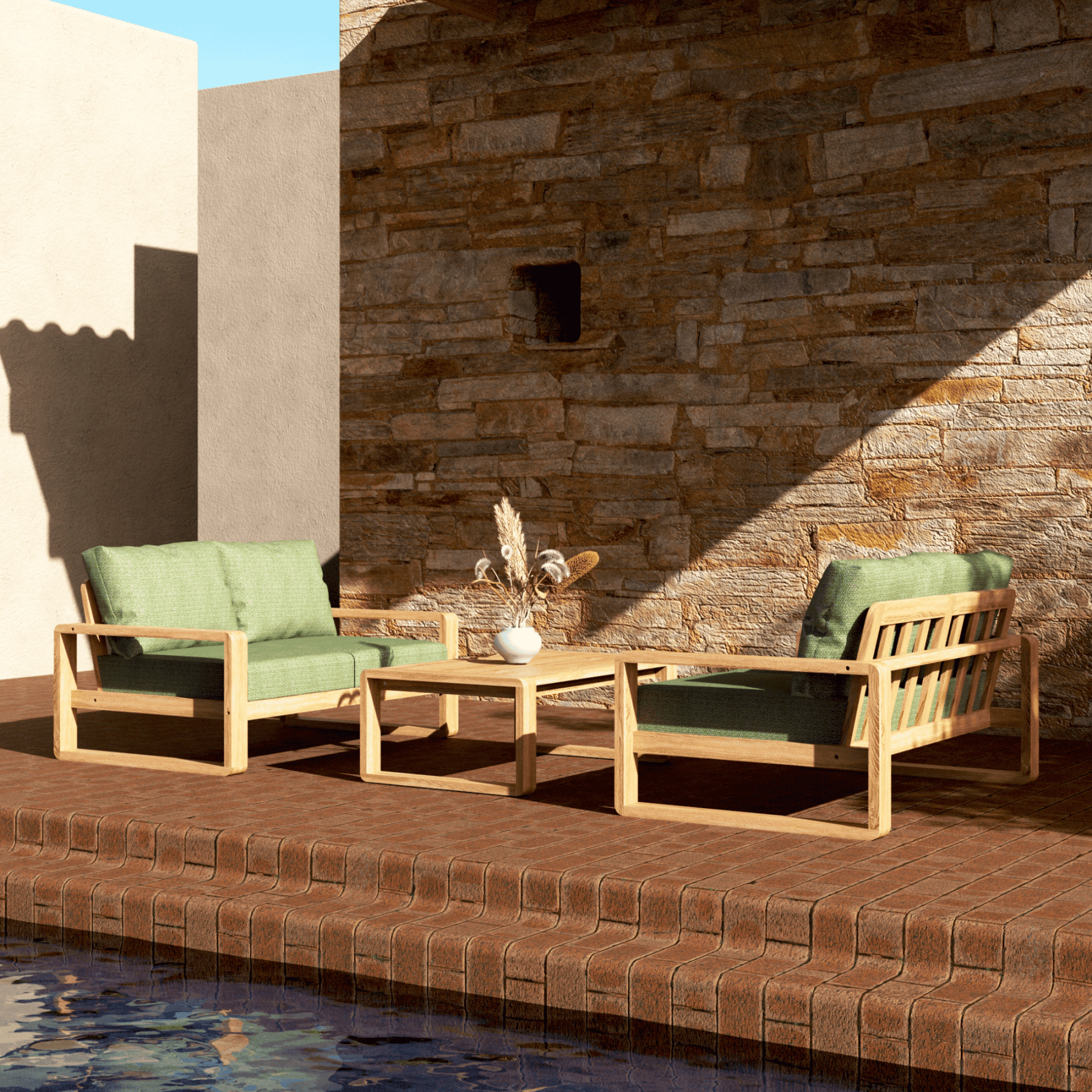 Honolulu 3piece Outdoor Lounge Setting with two - seater - Lume Outdoor Living