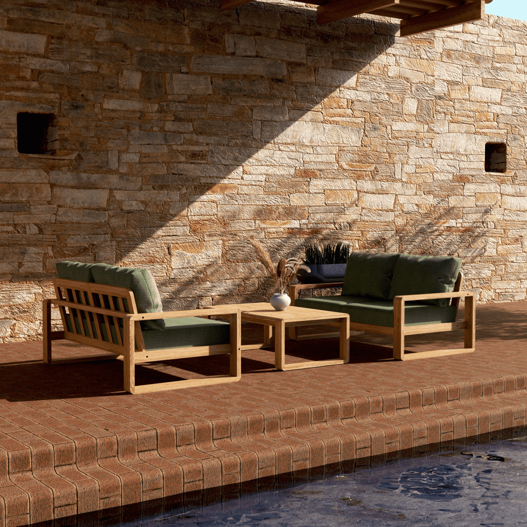 Honolulu 3piece Outdoor Lounge Setting with two - seater - Lume Outdoor Living