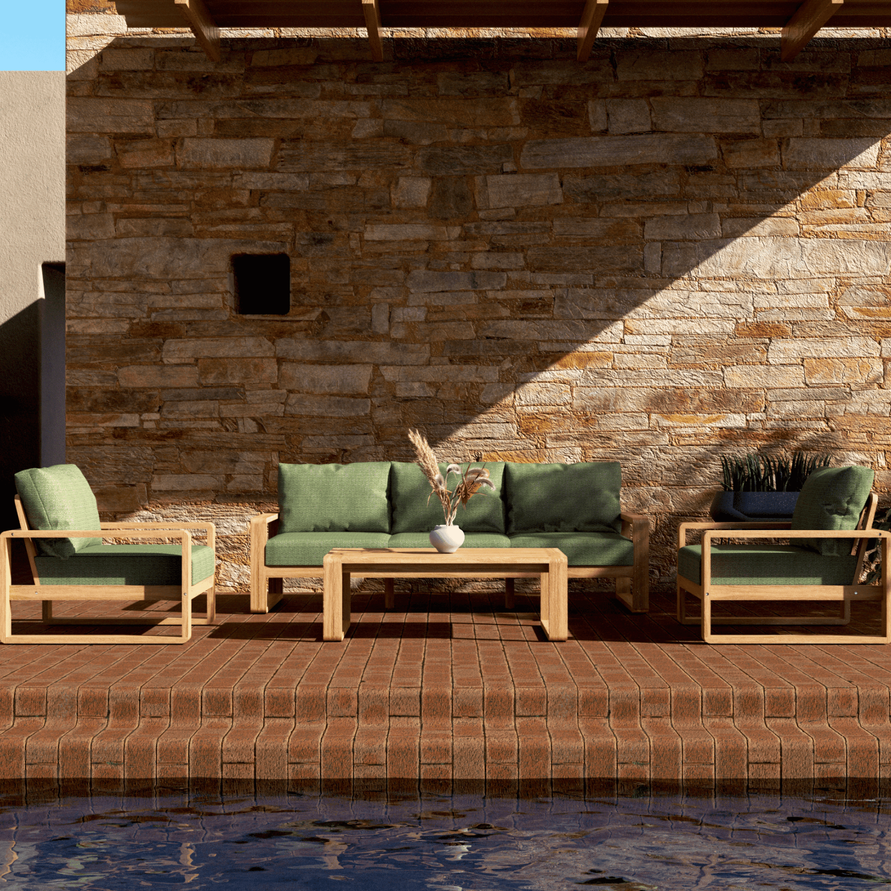 Honolulu 4piece Outdoor Lounge Setting with three - seater - Lume Outdoor Living