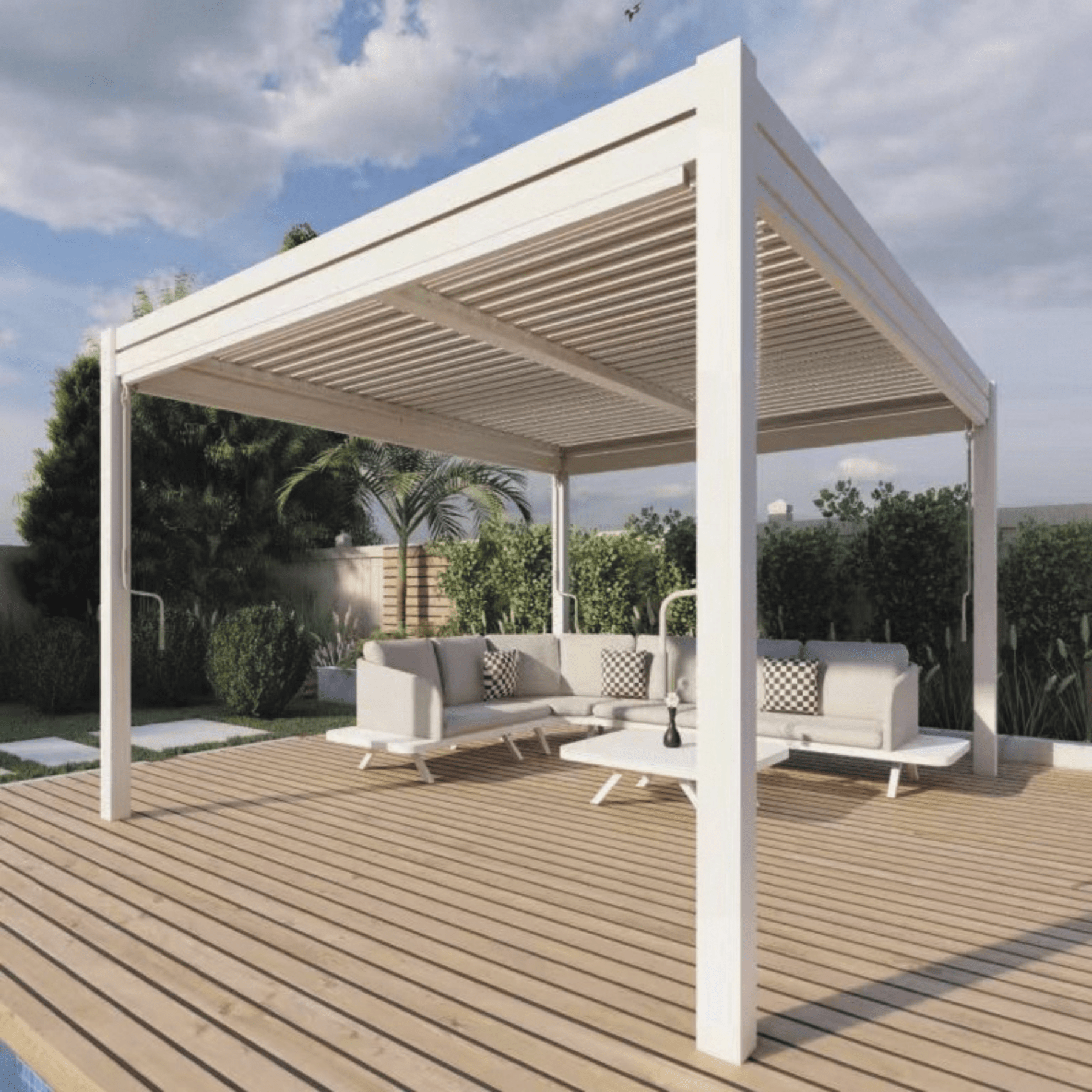 Kayden Semi Permanent Aluminium Pergola - 2 colour options - Lume Outdoor Living