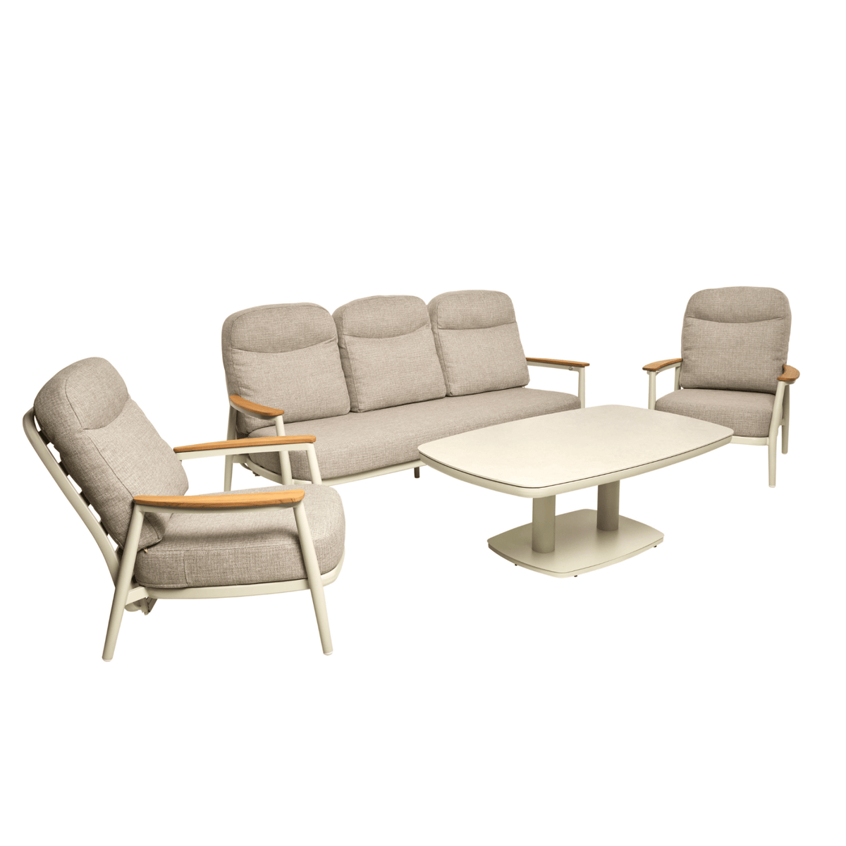 Lennox Recliner 4pce Lounge Setting - Warm White/Oatmeal - Lume Outdoor Living