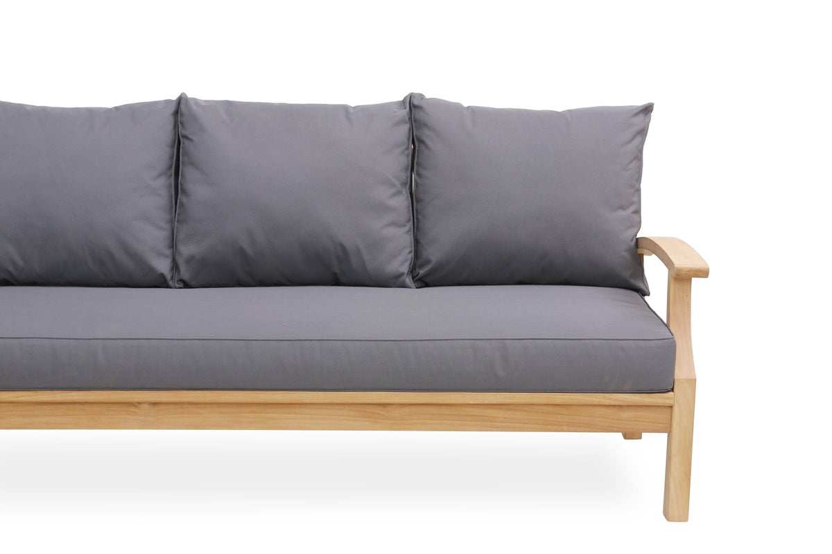 Lombok 4pce Lounge Setting with 3-seater - Teak/Grey - Lume Outdoor Living