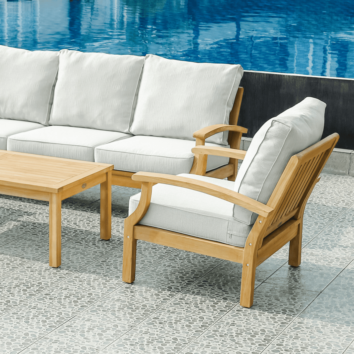 Lombok 4pce Lounge Setting with 3-seater - Teak/Wheat - Lume Outdoor Living