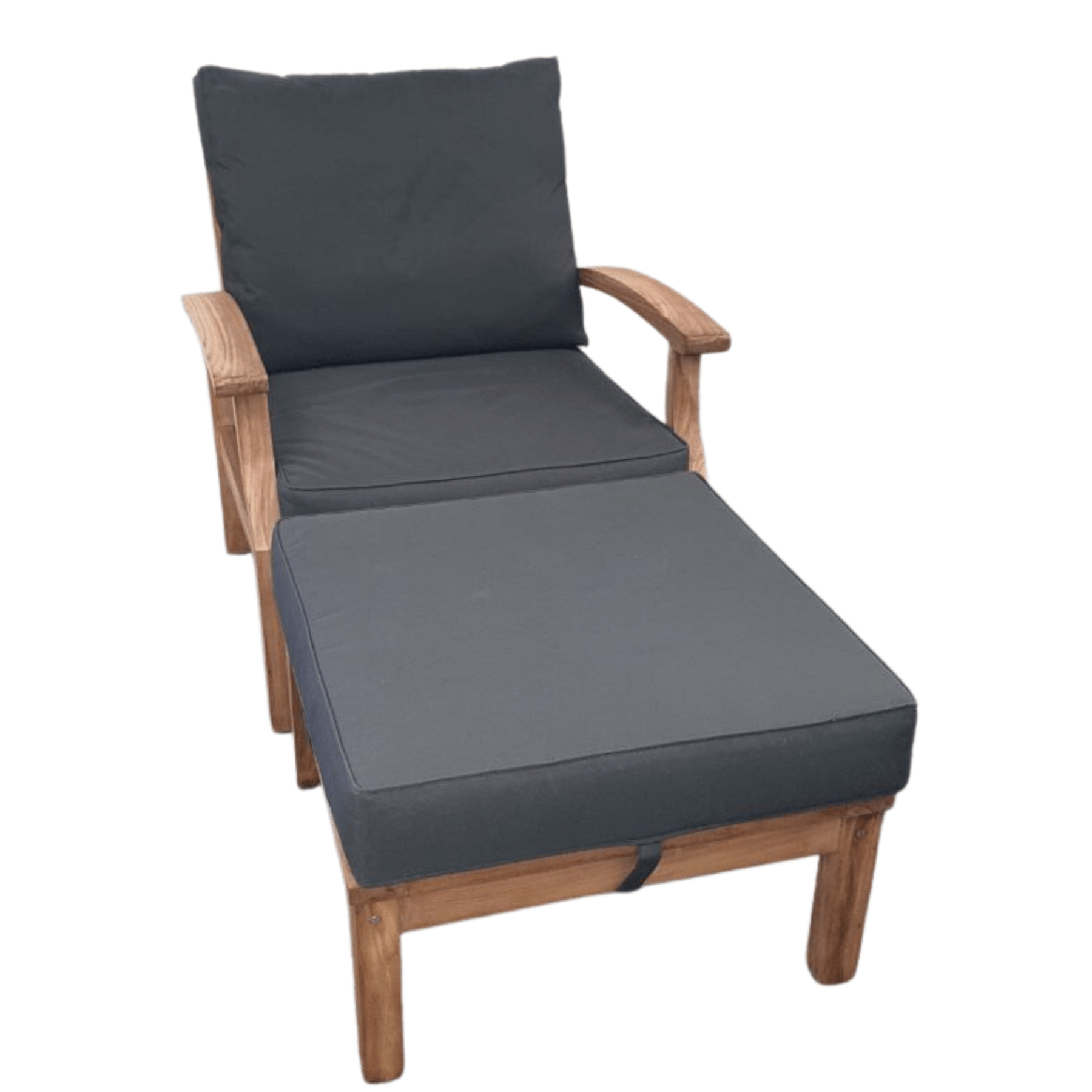 Lombok single lounge chair with footstool - 2 piece outdoor chair and ottoman - Lume Outdoor Living