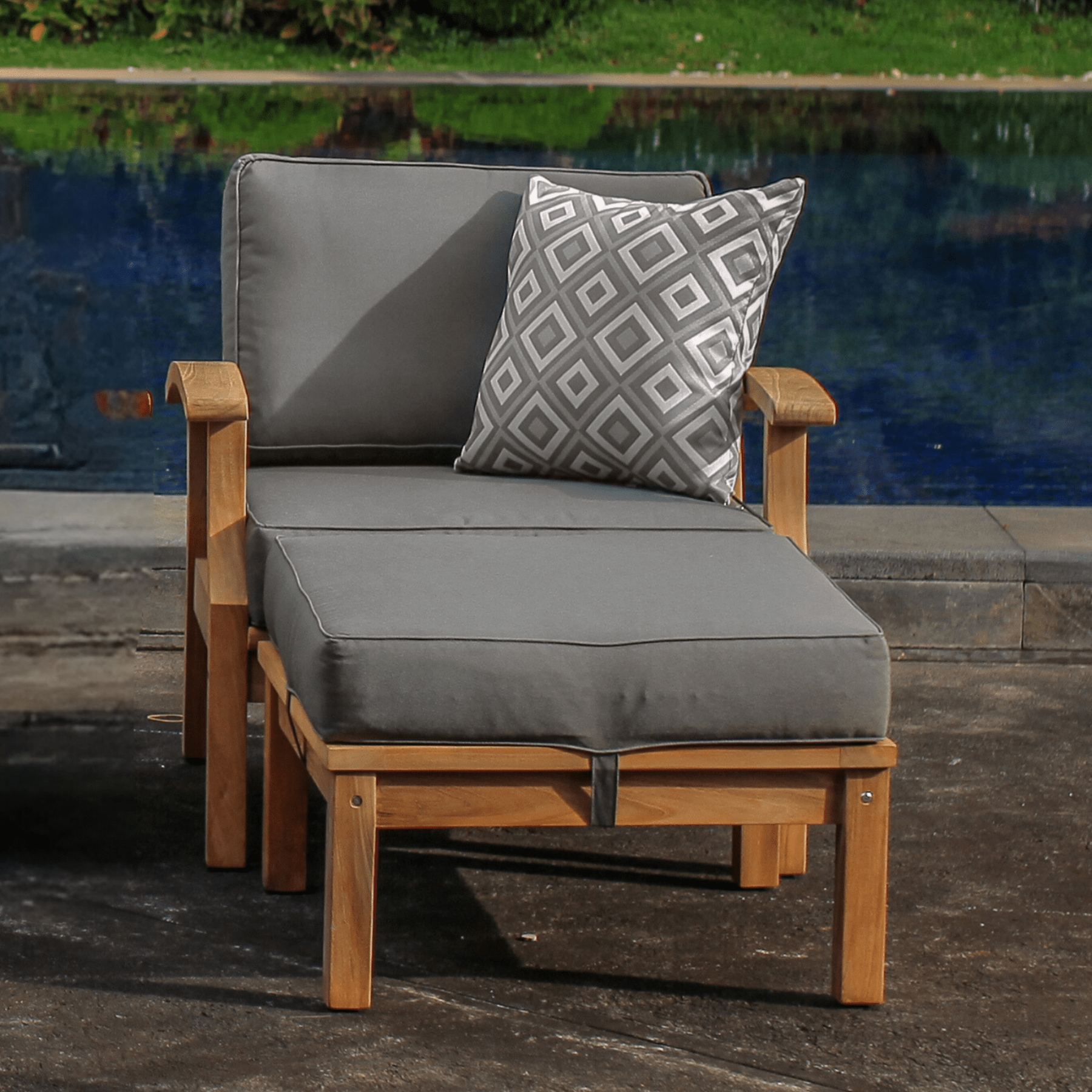 Lombok single lounge chair with footstool - 2 piece outdoor chair and ottoman - Lume Outdoor Living