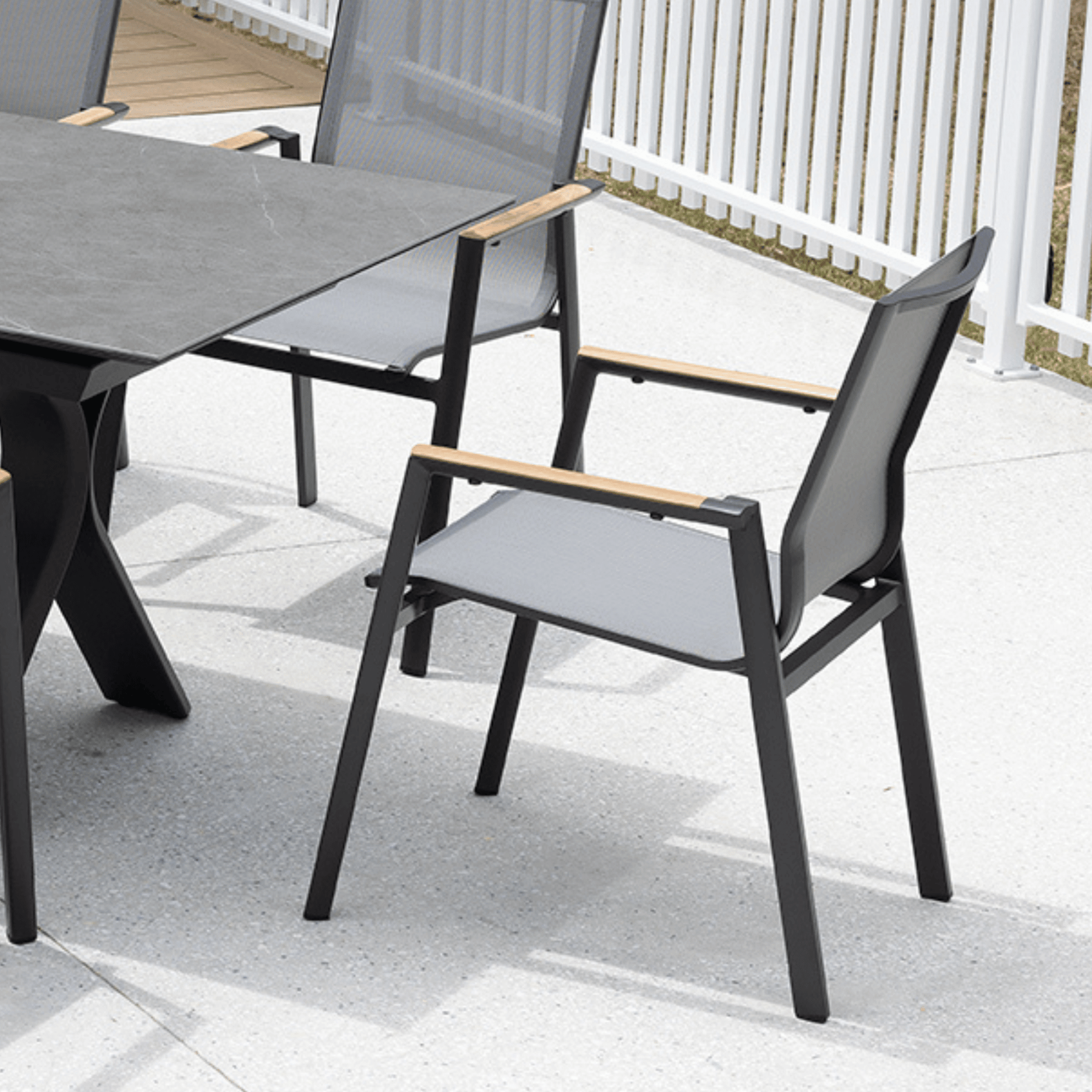 Luca Sling Outdoor Dining Chair - Charcoal - Lume Outdoor Living