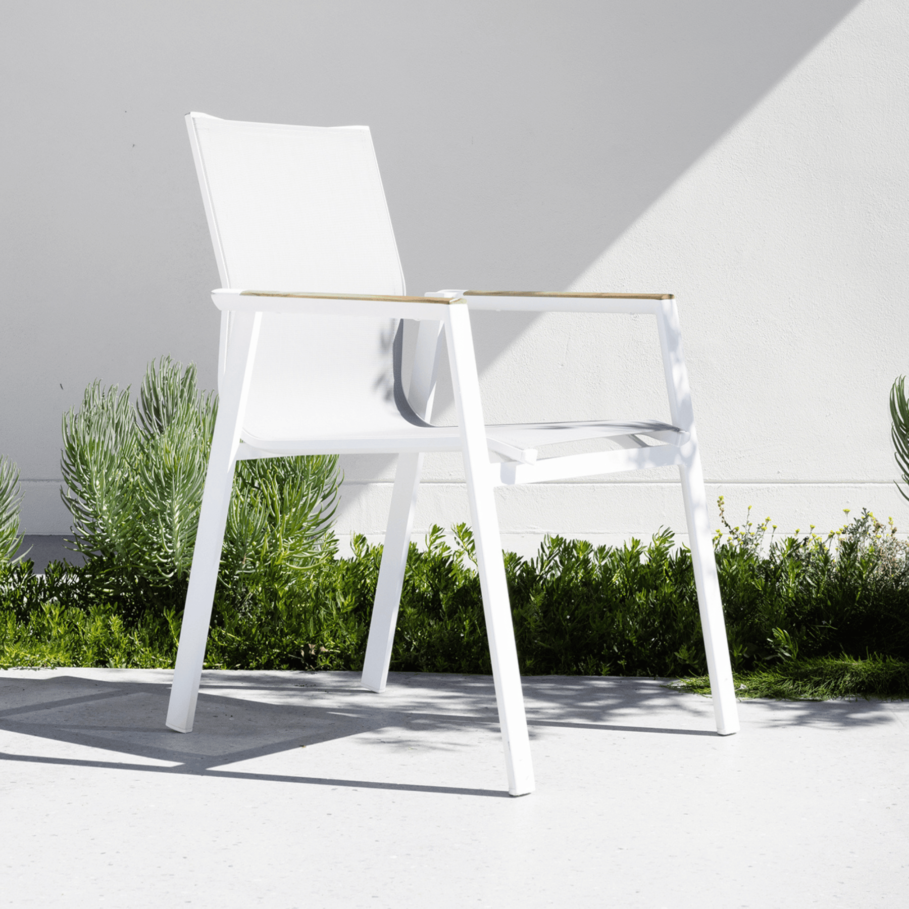 Luca Sling Outdoor Dining Chair White/Wheat - Lume Outdoor Living