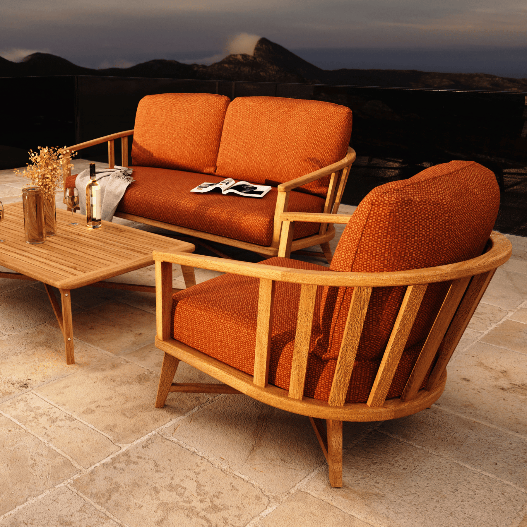 Lyon teak lounge setting - 4 piece outdoor lounge - FL205 - Lume Outdoor Living