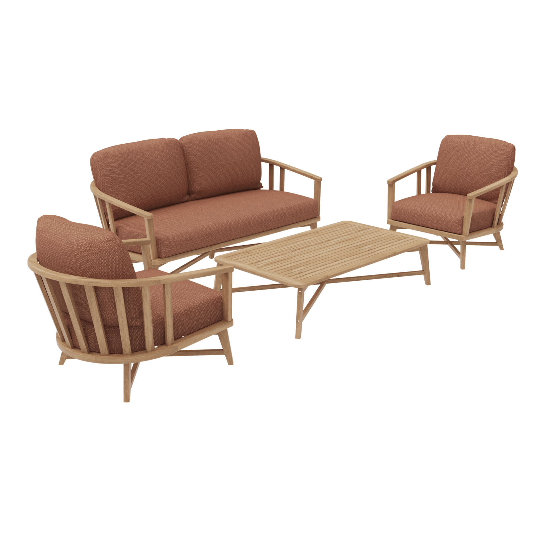 Lyon teak lounge setting - 4 piece outdoor lounge - FL205 - Lume Outdoor Living