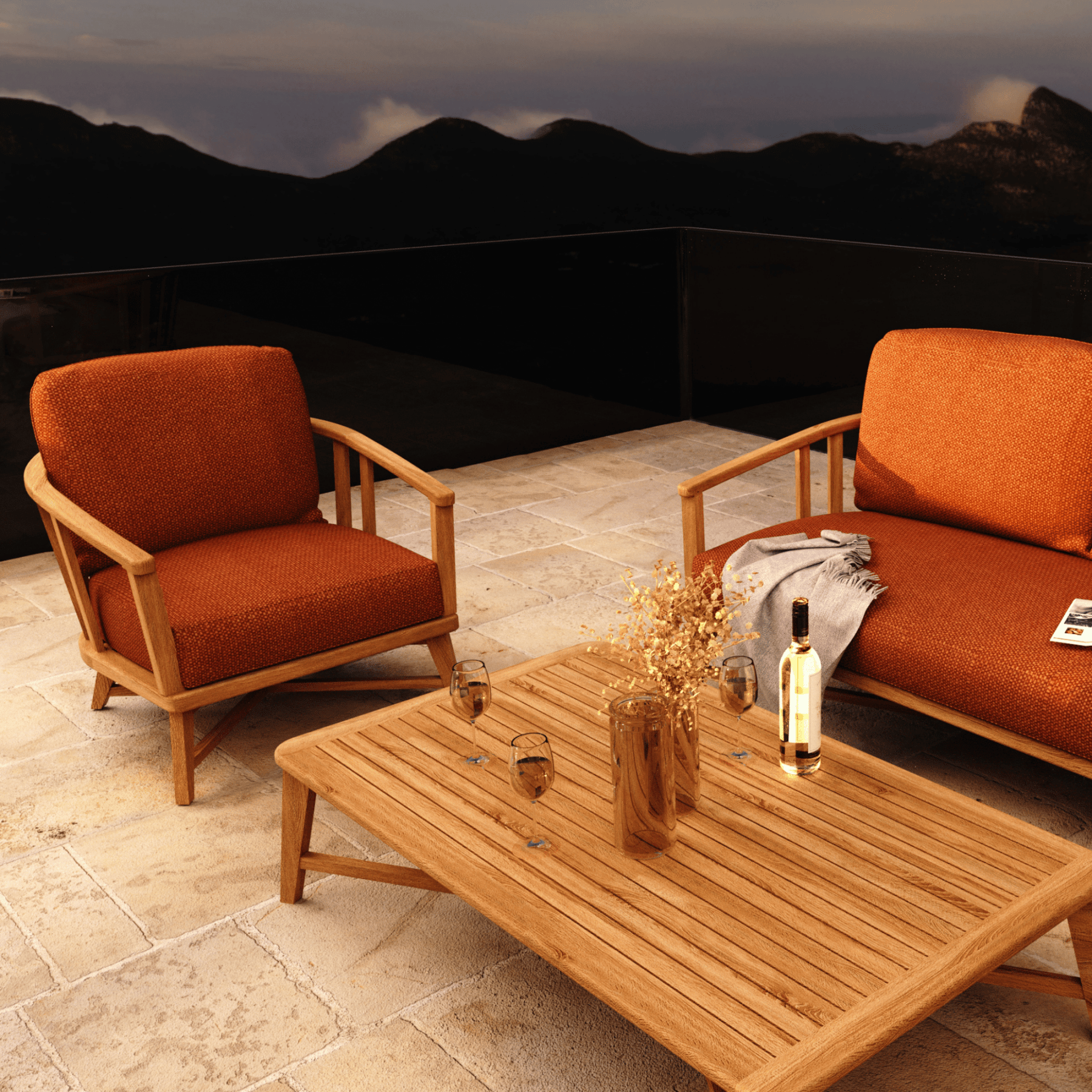 Lyon teak lounge setting - 4 piece outdoor lounge - FL205 - Lume Outdoor Living