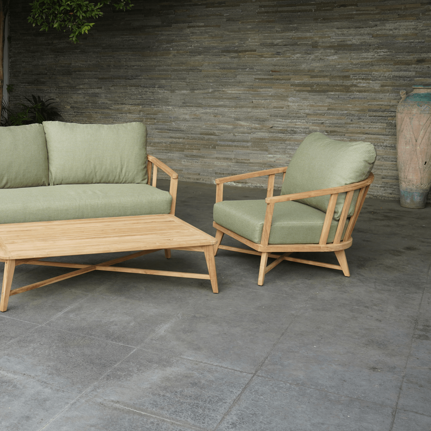 Lyon teak lounge setting - 4 piece outdoor lounge - Fontelina 071 - Lume Outdoor Living