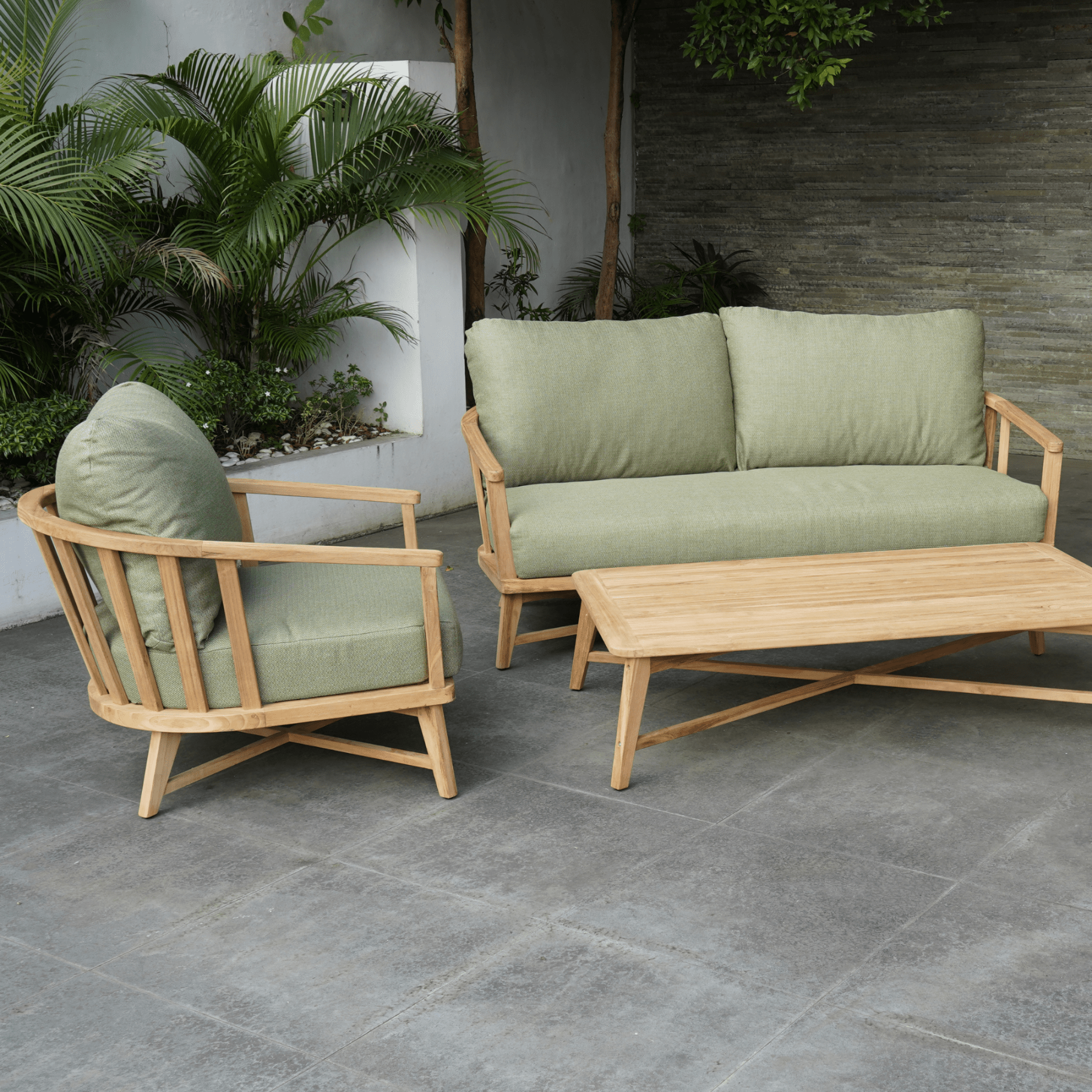 Lyon teak lounge setting - 4 piece outdoor lounge - Fontelina 071 - Lume Outdoor Living