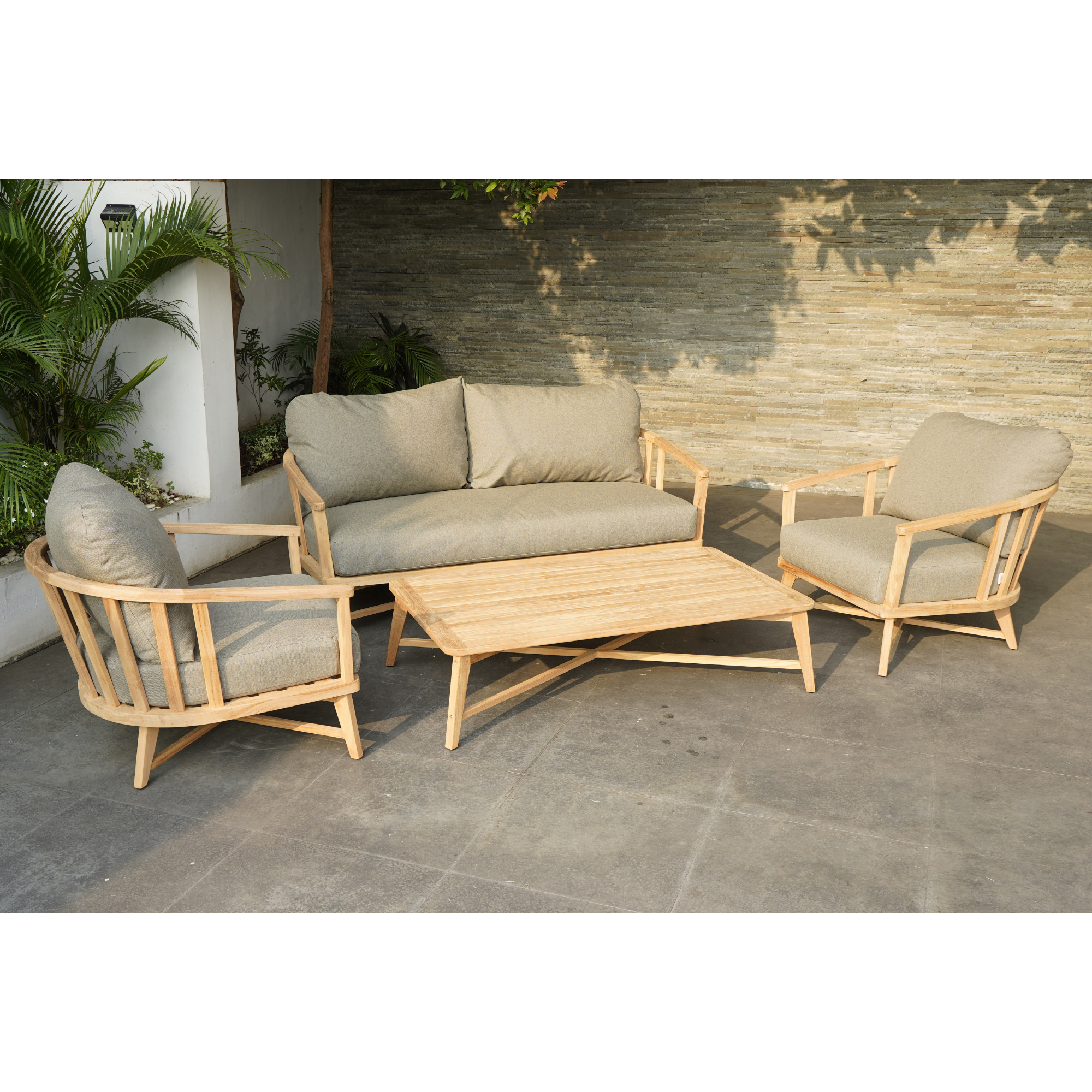 Lyon teak lounge setting - 4 piece outdoor lounge - Copacobana 162