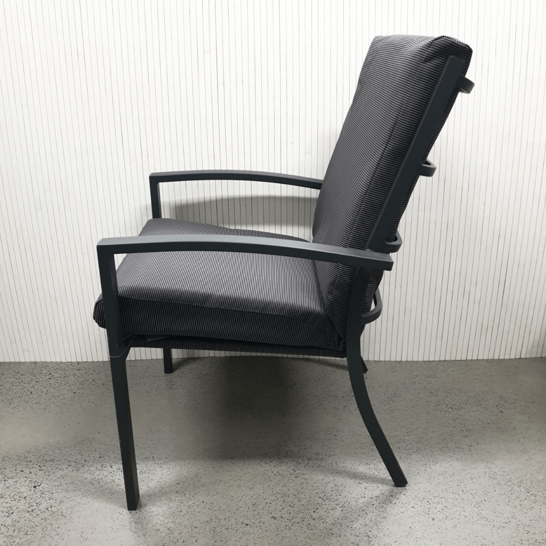 Matzo cushion outdoor dining chair - gunmetal - Lume Outdoor Living