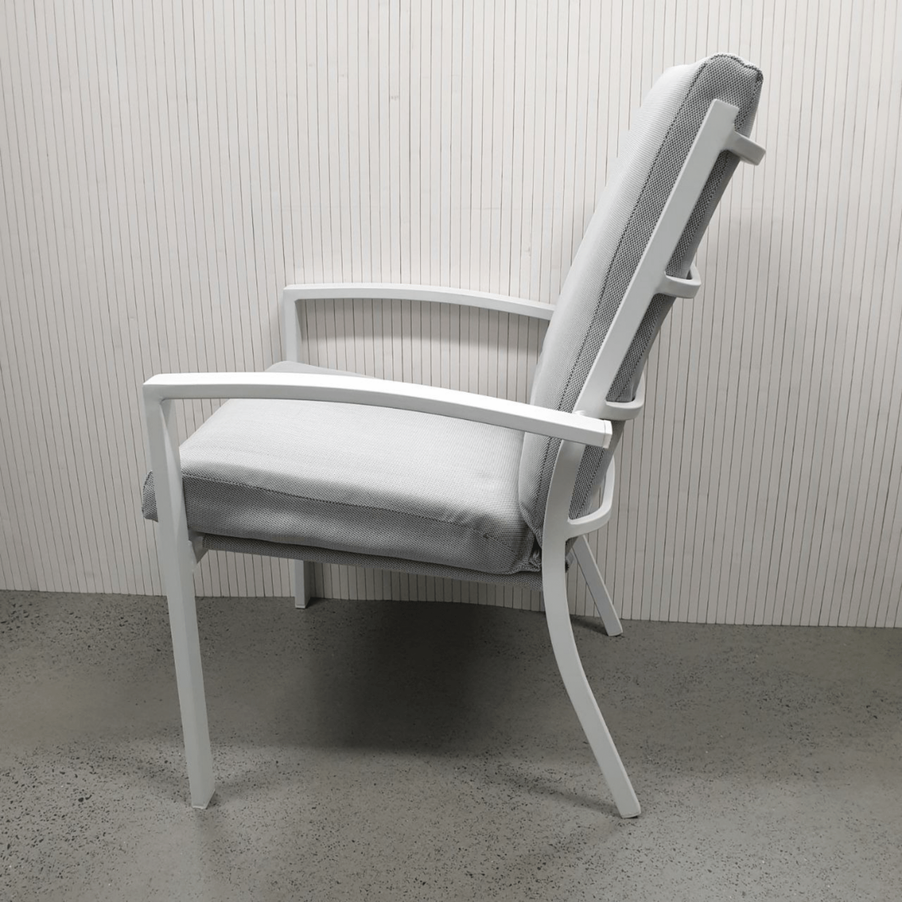 Matzo cushion outdoor dining chair - white - Lume Outdoor Living