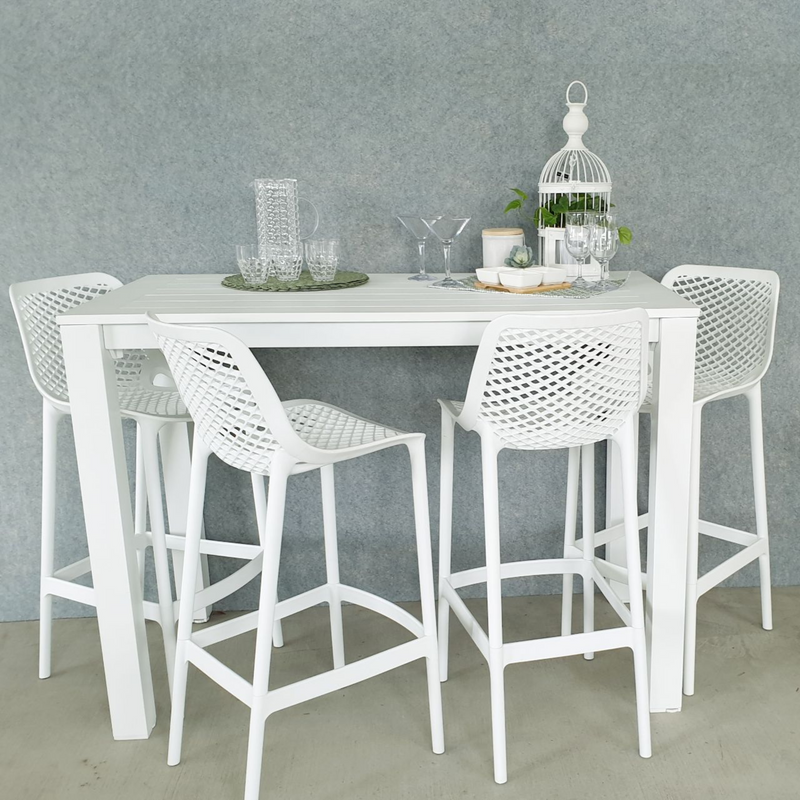 Matzo bar table with Air bar stools 5pce outdoor bar setting