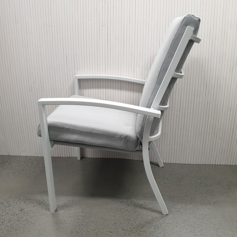 Matzo cushion outdoor dining chair - white