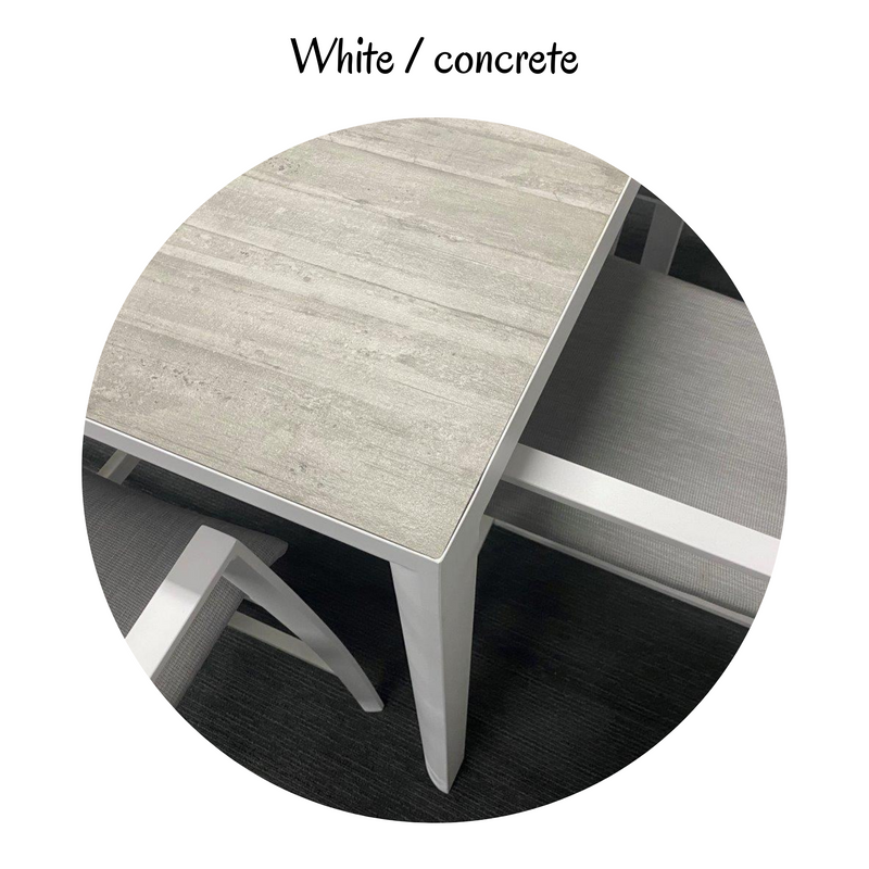 Torquay height-and-width adjustable dining table - extension table white/concrete-look