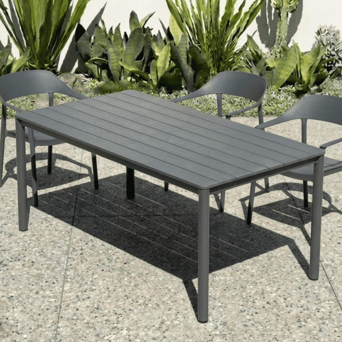 Mesa Slat 200x100cm Dining Table - Charcoal - Lume Outdoor Living