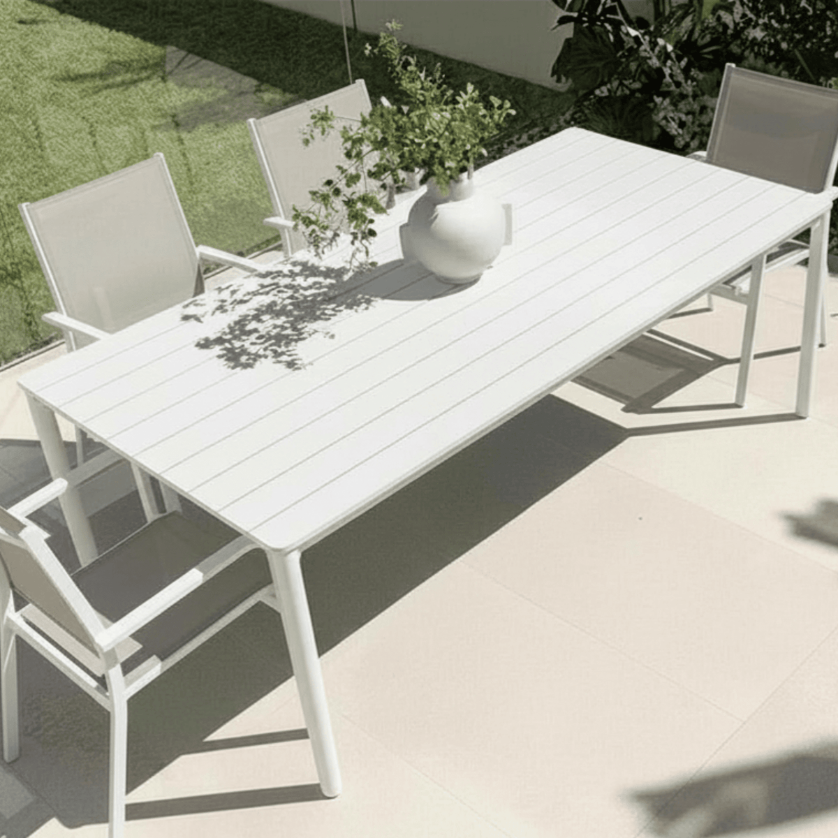 Mesa Slat 200x100cm Dining Table - White - Lume Outdoor Living