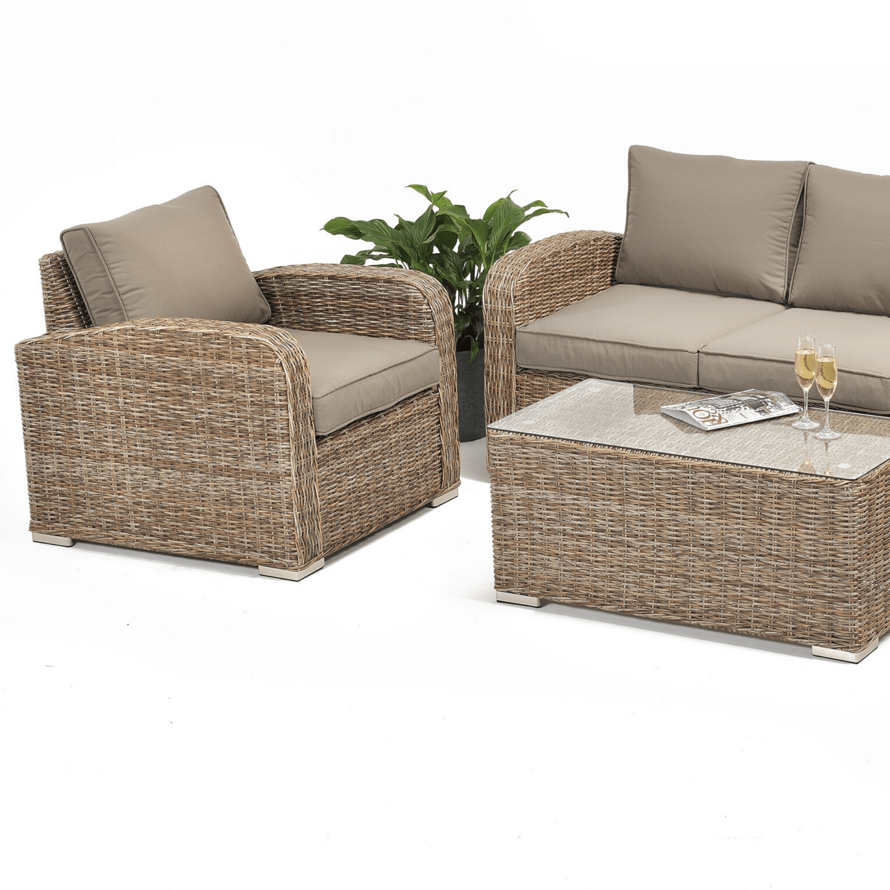 Miami wicker lounge 3+1+1 - 4 piece marina wicker outdoor lounge set - Lume Outdoor Living