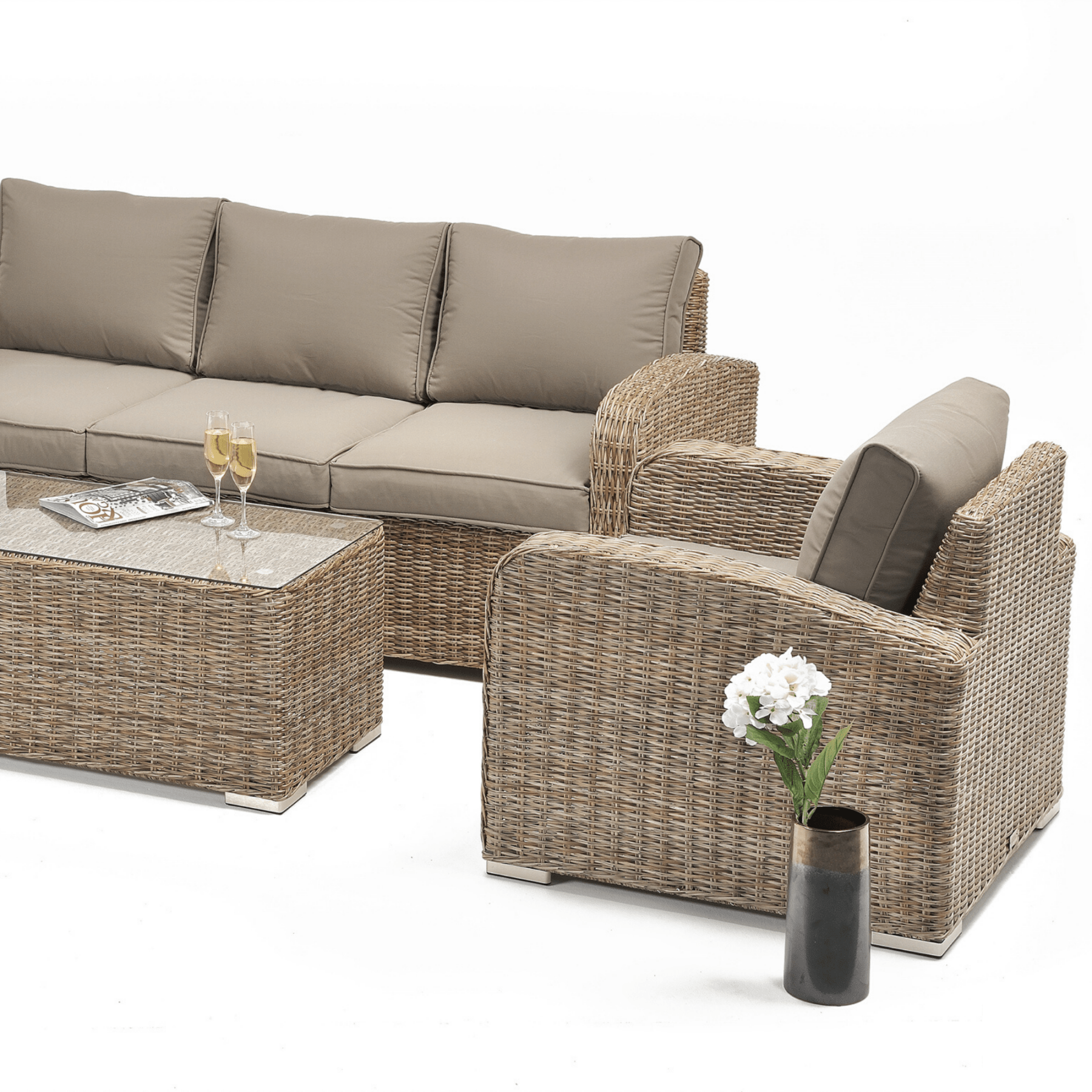 Miami wicker lounge 3+1+1 - 4 piece marina wicker outdoor lounge set - Lume Outdoor Living