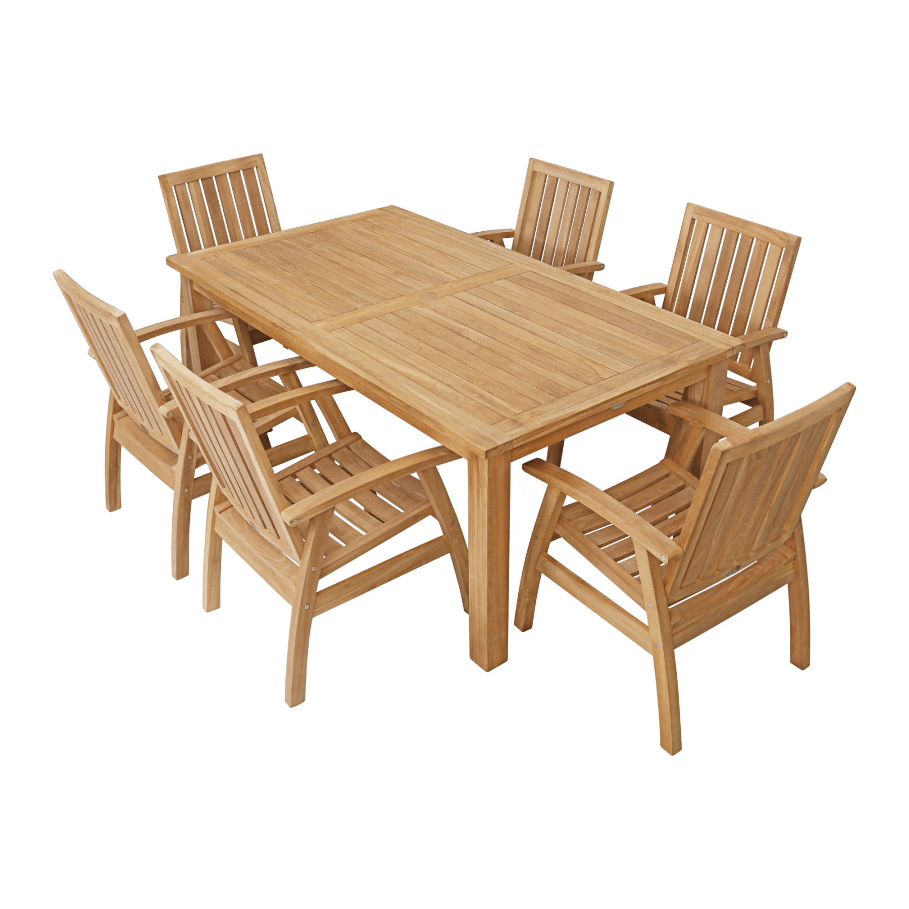 Montego teak table with Flinders teak chair - 7pce outdoor dining setting - Lume Outdoor Living