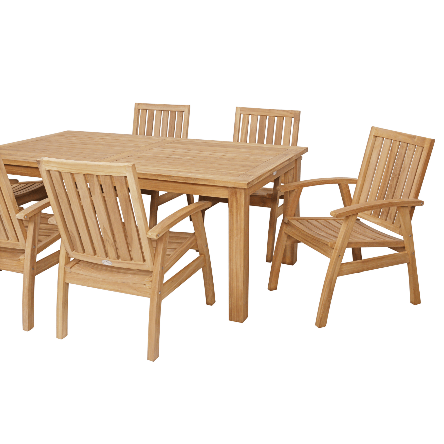 Montego teak table with Flinders teak chair - 7pce outdoor dining setting - Lume Outdoor Living