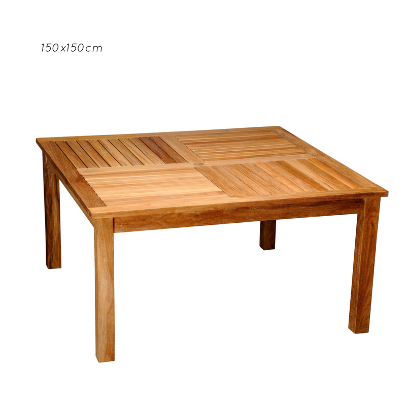 Montego teak square outdoor dining table - multiple sizes