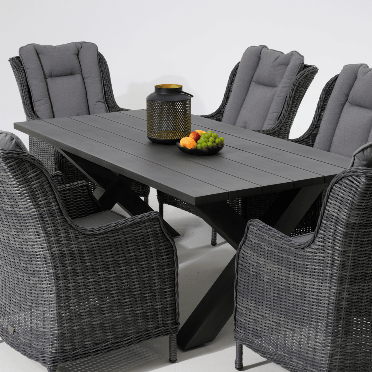 Montreal & San Jose 180x90cm 7pce Dining Setting - Castle Grey - Lume Outdoor Living