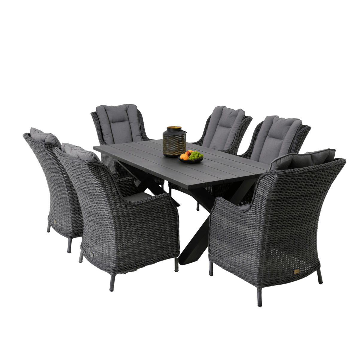 Montreal & San Jose 180x90cm 7pce Dining Setting - Castle Grey - Lume Outdoor Living