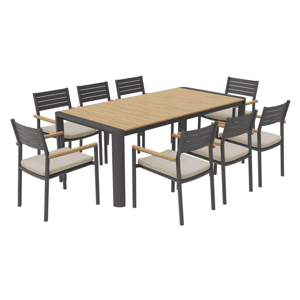 Nakarin 200x100cm 9pce Dining Setting - Lume Outdoor Living