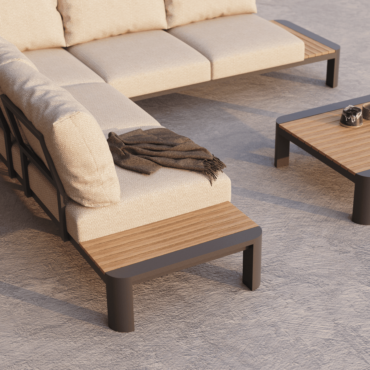Nakarin Corner Lounge Setting with 80cm Coffee Table - Lume Outdoor Living