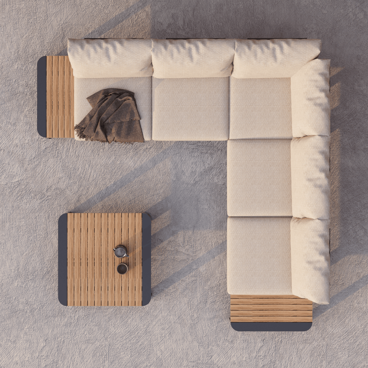 Nakarin Corner Lounge Setting with 80cm Coffee Table - Lume Outdoor Living