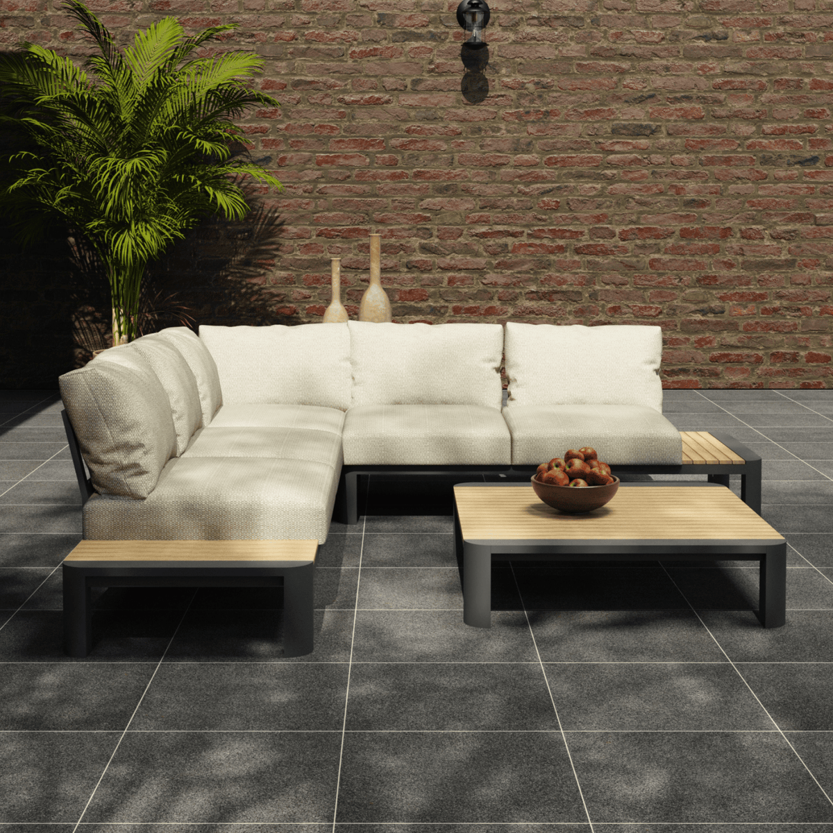 Nakarin Corner Lounge Setting with 80cm Coffee Table - Lume Outdoor Living
