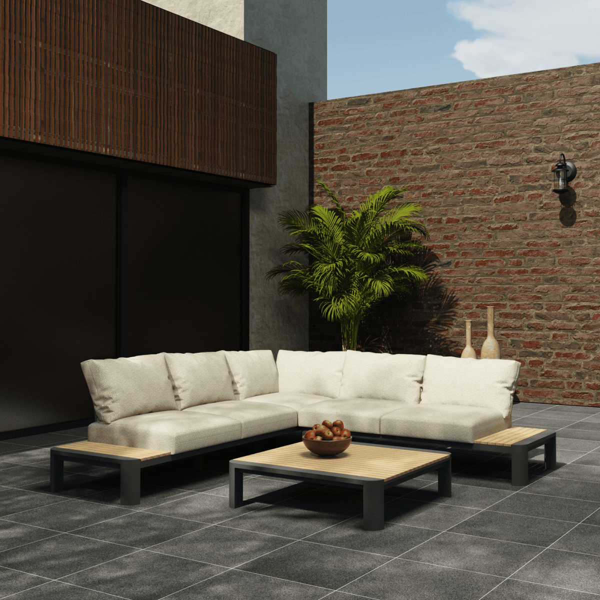 Nakarin Corner Lounge Setting with 80cm Coffee Table - Lume Outdoor Living
