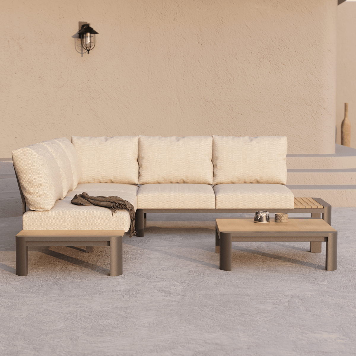 Nakarin Corner Lounge Setting with 80cm Coffee Table - Lume Outdoor Living