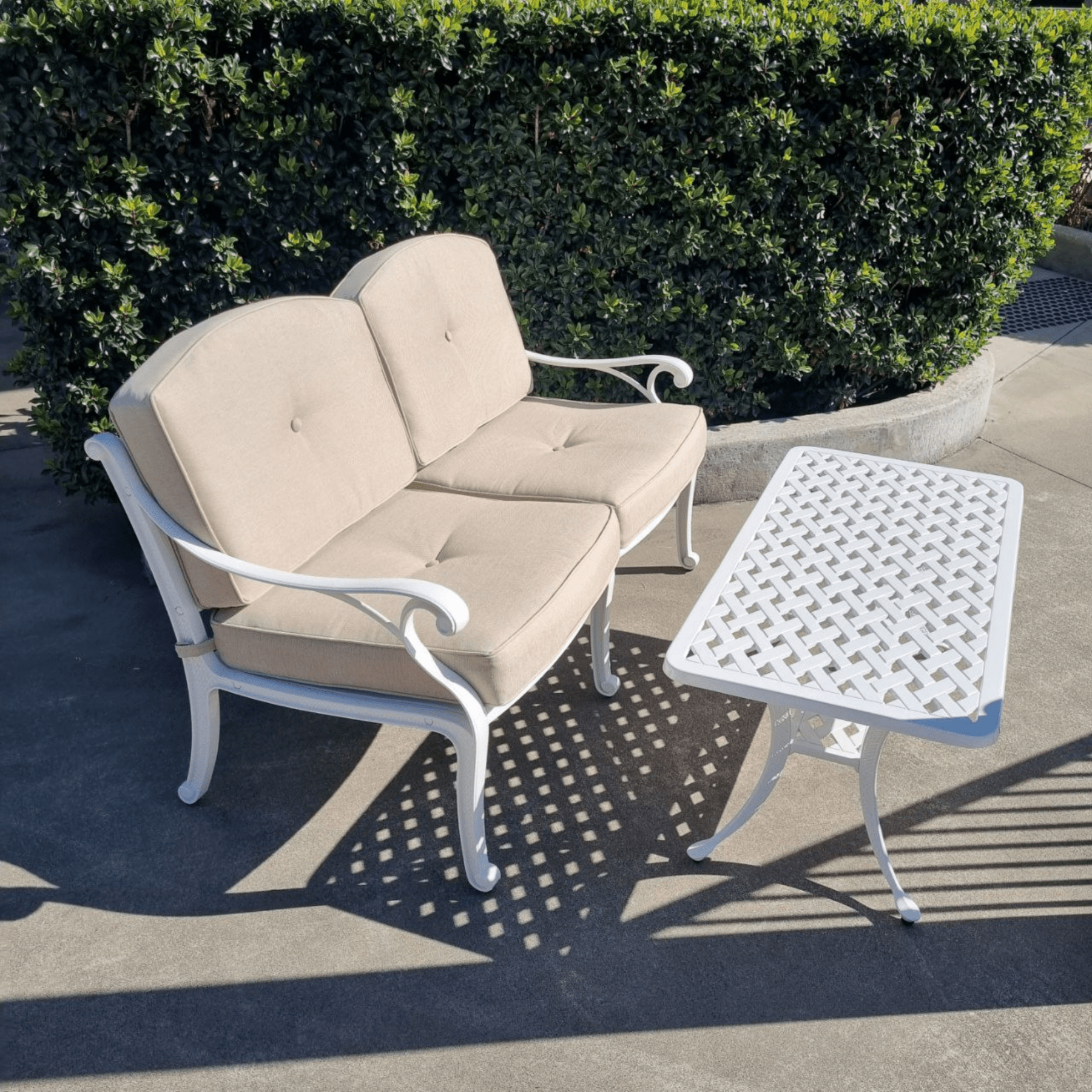 Nassau Coffee Table, Nassau Twin - seat sofa, 2piece Outdoor Lounge Setting - Lume Outdoor Living