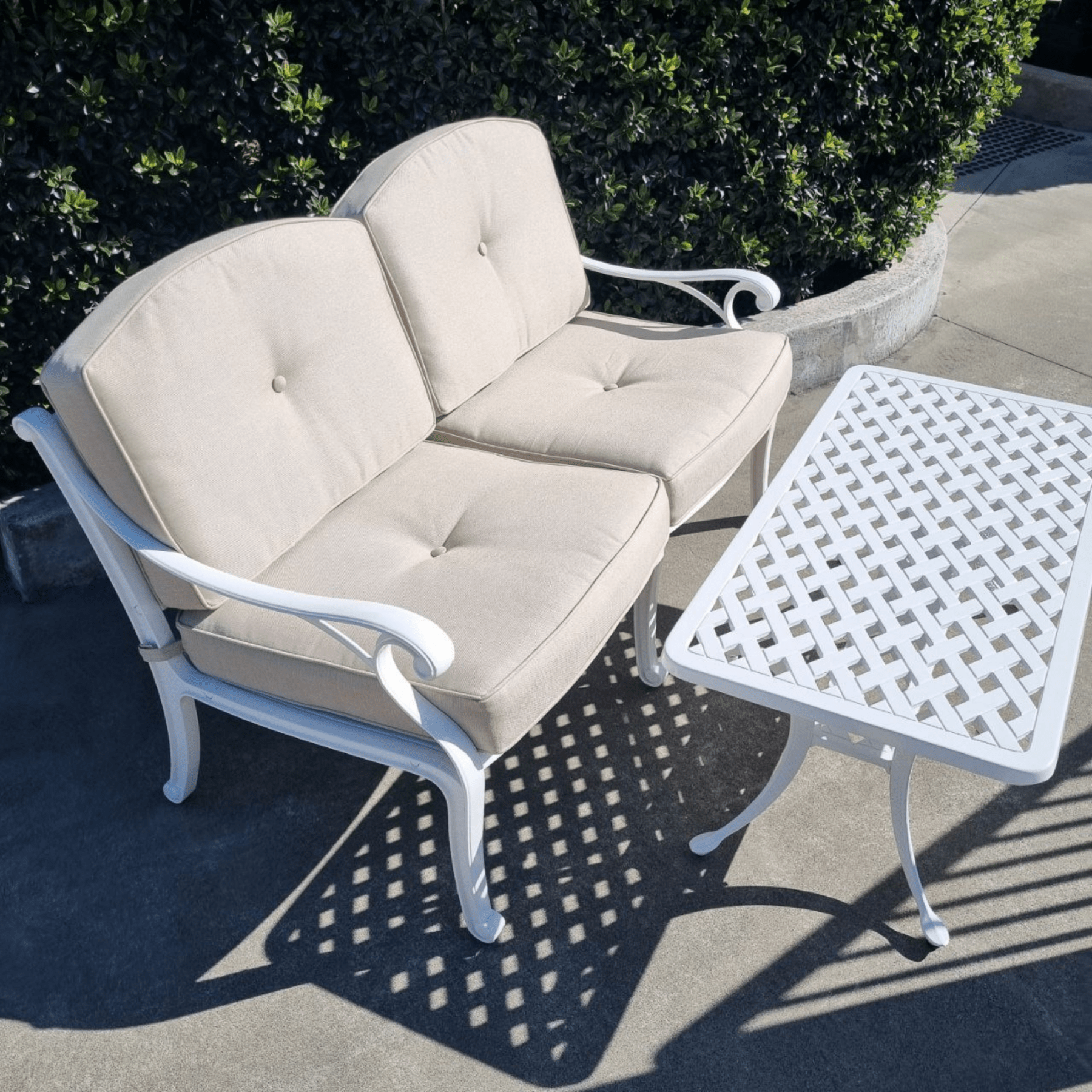 Nassau Coffee Table, Nassau Twin - seat sofa, 2piece Outdoor Lounge Setting - Lume Outdoor Living