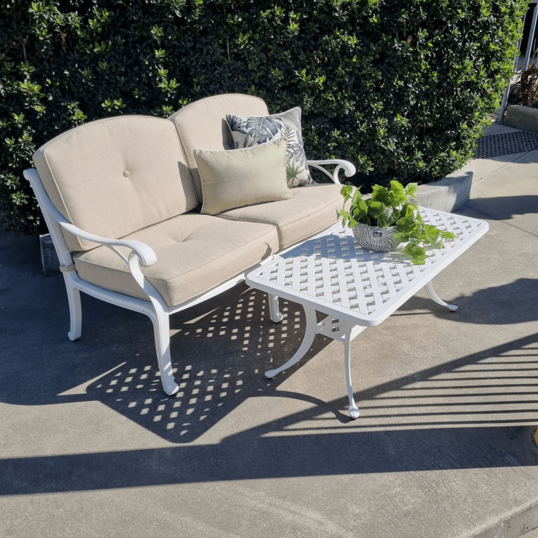 Nassau Coffee Table, Nassau Twin - seat sofa, 2piece Outdoor Lounge Setting - Lume Outdoor Living