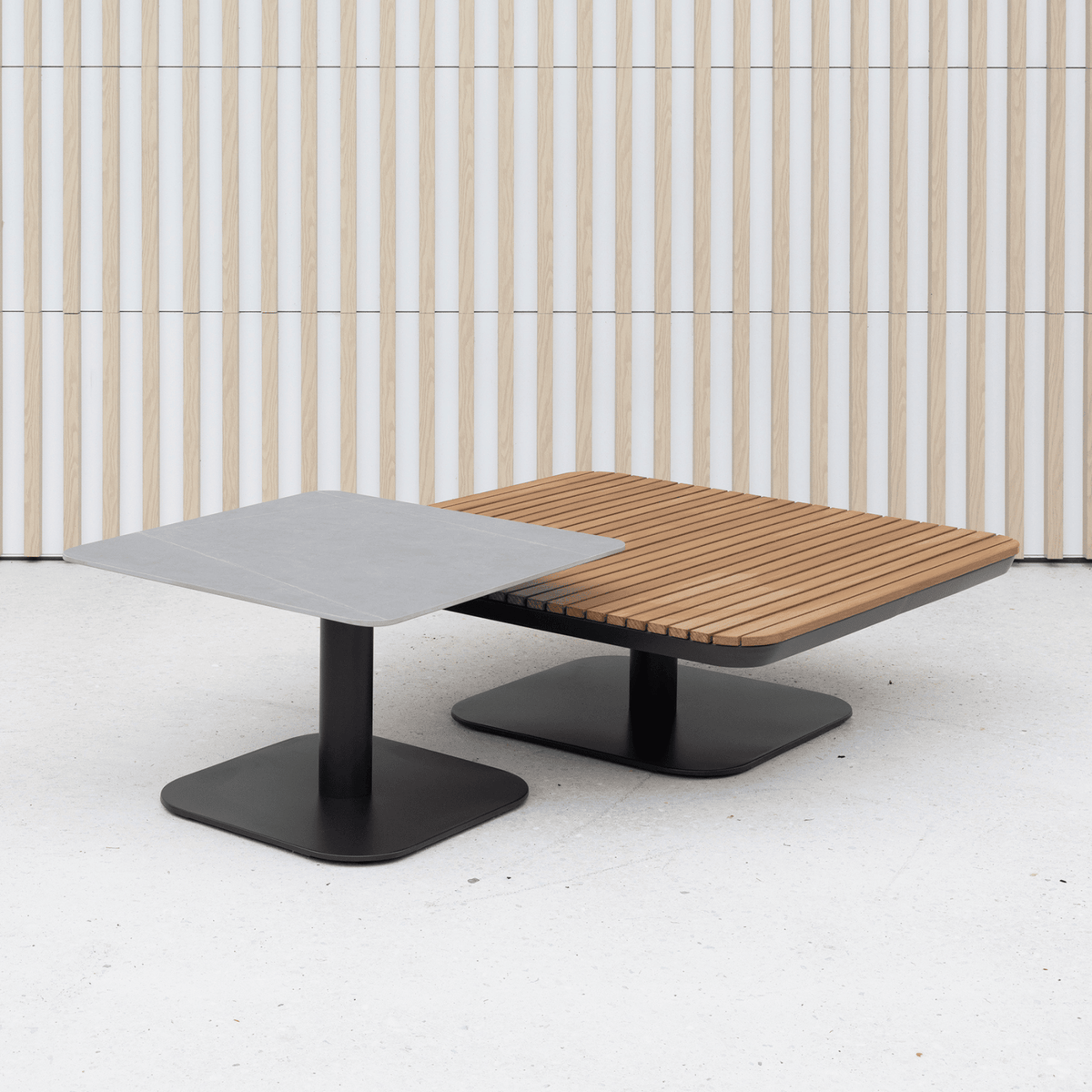 New Wave 59cm Square Side Table - Charcoal/Sintered Stone - Lume Outdoor Living