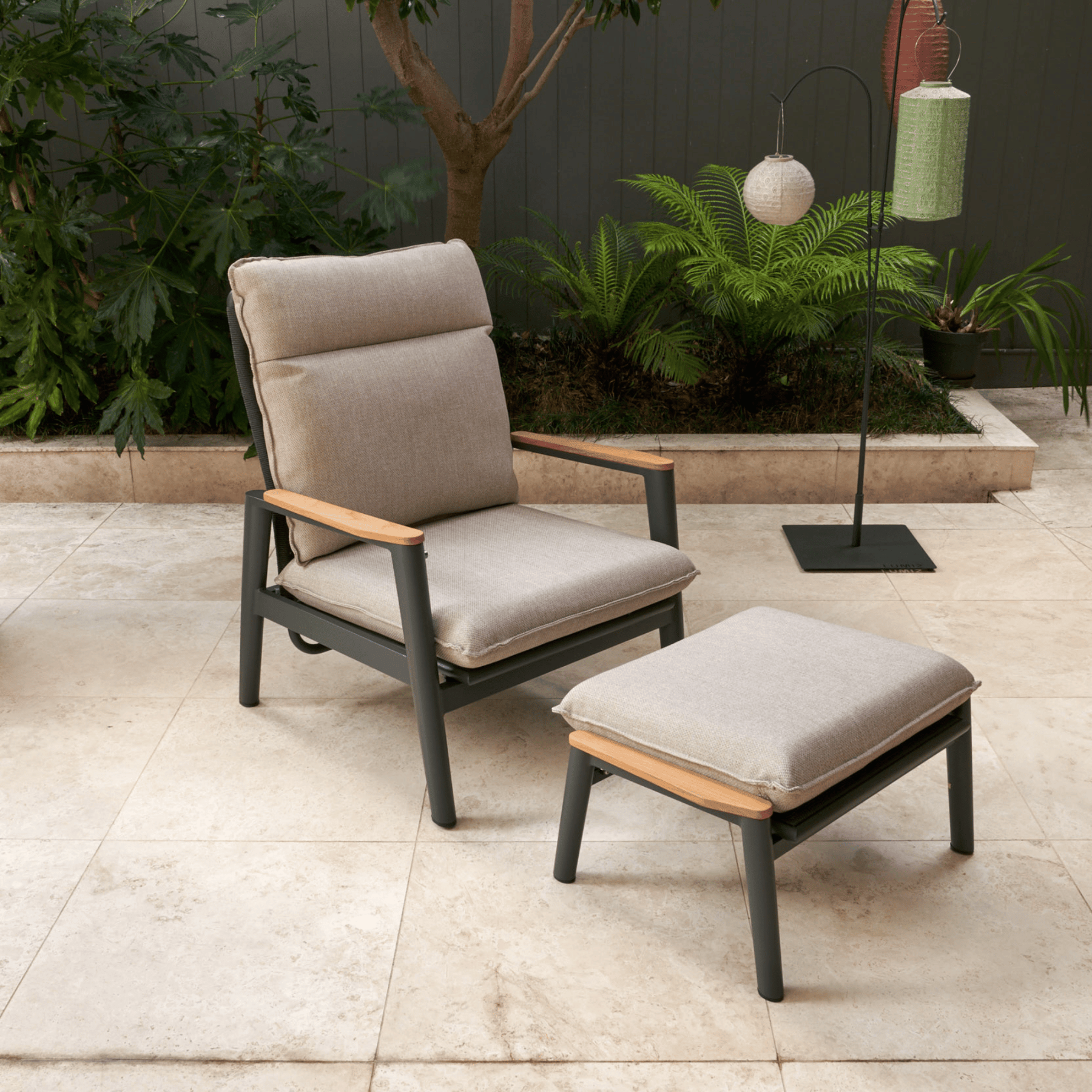 Pinehurst Single Recliner with Ottoman - 2piece Outdoor Lounge - Lume Outdoor Living