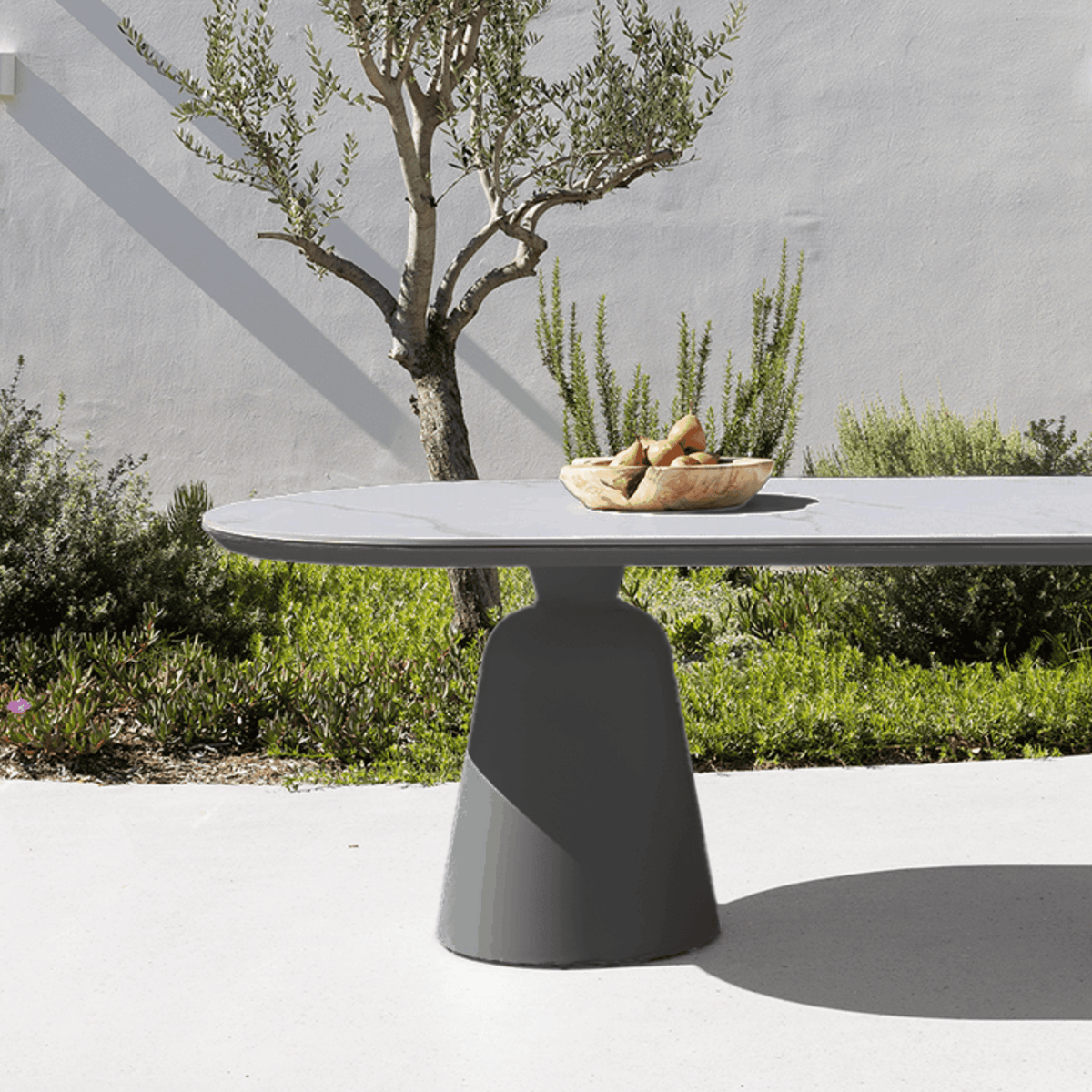 Ponte 240x110cm Pedestal Dining Table - Black - Lume Outdoor Living